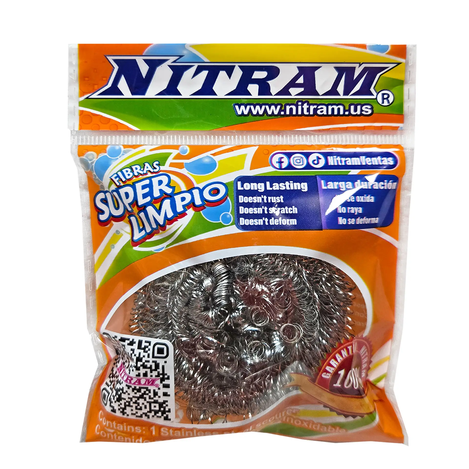 FIBRA DE ACERO INOXIDABLE NITRAM Tarjeta 12 Pzas de 12 gr c/u. - Image 3